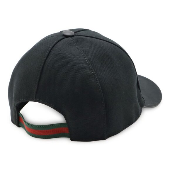 Gucci Interlocking G GG Logo Baseball Cap Hat Cotton Canvas Black L Size